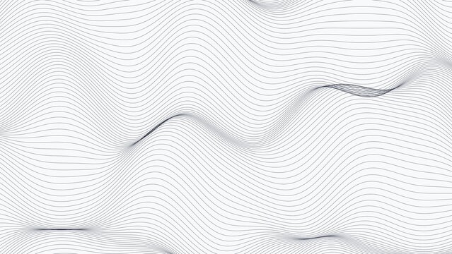White background, with thin grey, wavy lines creating, a rhythmic and, fluid motion pattern, with curves and, soft layered structures