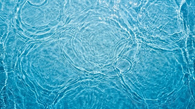 Clear blue water surface with ripples and sunlight reflections