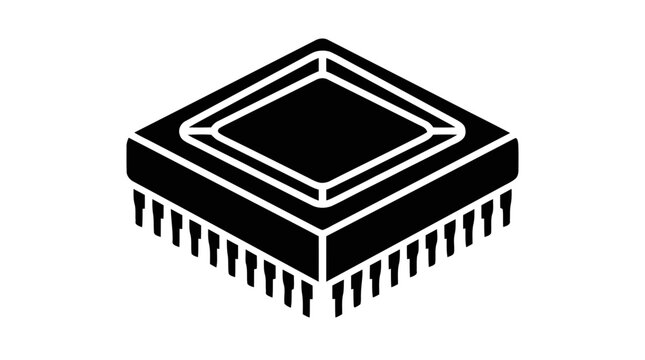 Vector illustration of microchip processor icon on a transparent background