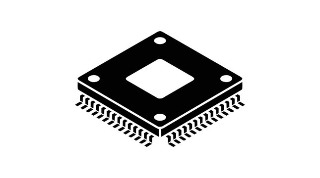 Vector illustration of isometric computer processor chip icon on a transparent background