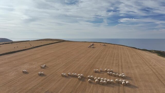 Cornwall Fields and Farms from a drone, Polruan, Cornwall, England