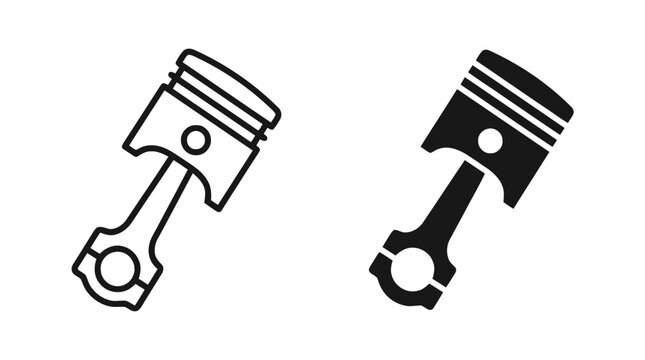 Vector illustration of engine piston component icon for automotive repair and mechanical parts on a transparent background