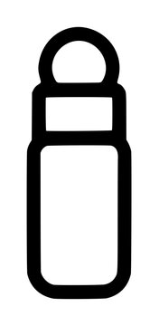 Essential oil rollerball bottle vector icon, minimalist black outline illustration of aromatherapy applicator, skincare product symbol, wellness cosmetic container graphic design element