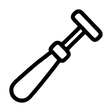 Hand traced vector icon of an embossing tool, a handheld craft instrument with a flat rectangular head and ergonomic handle, perfect for paper crafting and leatherworking projects