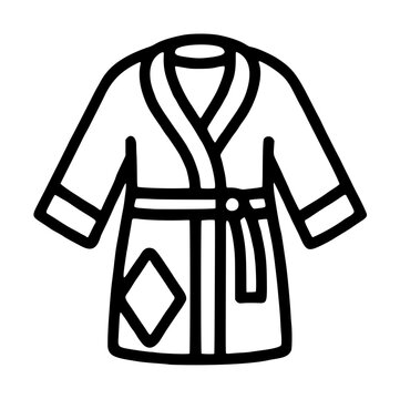 Minimalist black and white bathrobe icon with classic argyle diamond pattern, hand-drawn style vector illustration perfect for spa, wellness, and relaxation themed design projects
