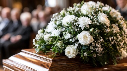 Obraz premium bouquet of white flowers on a grave