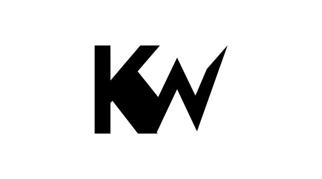 Bold black kw monogram initials logo on light background