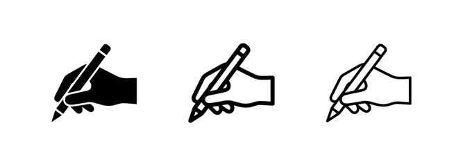 Fototapeta premium Hand writing with pen and pencil icon set