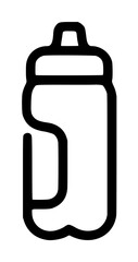 Fototapeta premium Minimalist black line vector icon of a bicycle water bottle and cage holder, sports hydration accessory, clean single stroke illustration design for web and mobile applications