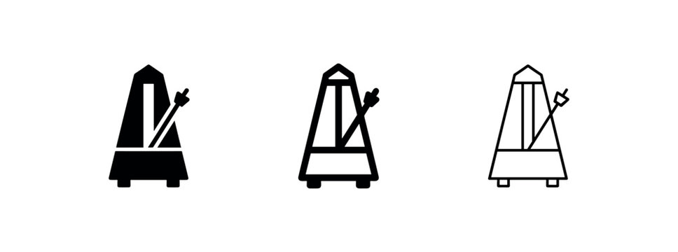 Metronome Vector Icon Set for Music Rhythm and Tempo