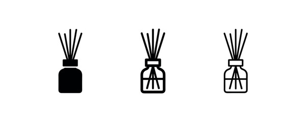 Naklejka premium Reed fragrance diffuser bottle icons set for home decor