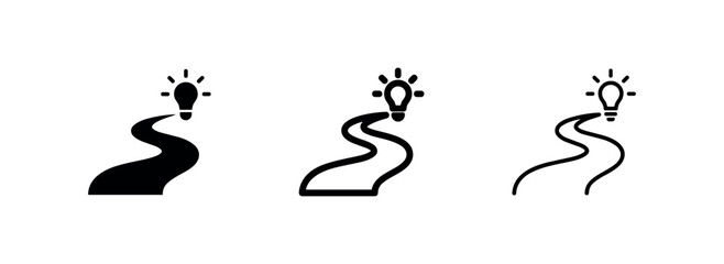 Obraz premium Path to Idea Light Bulb Icon Set