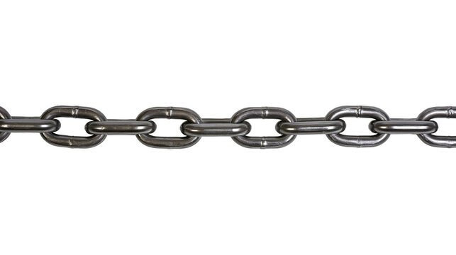 Isolated strong metal chain showing connection and security, industrial strength detail