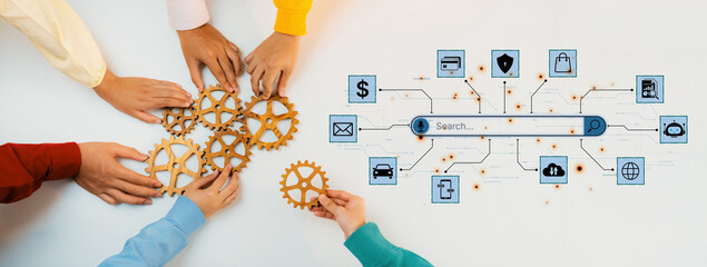 Obraz premium Voice search with AI connects users to services and knowledge. Voice search improves access, automation, and productivity across finance, messaging, shopping, and cloud tools. Corpus