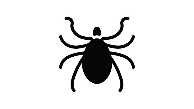 Isolated black tick parasite insect bug symbol icon with 'S (854).' label, danger warning.