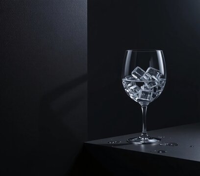 Elegant Cocktail Glass on Dark Black Background