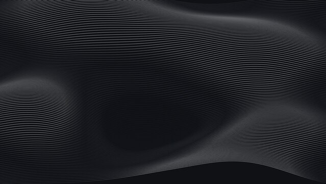 Abstract background, with dark grey, wavy lines creating, a flowing, three-dimensional, effect across a, smooth, shadowed, and, monochromatic surface