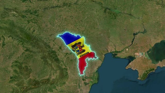 4K Moldova Map Animation 3D Country Map Geography Borders Territory Location and Eastern European Landscape