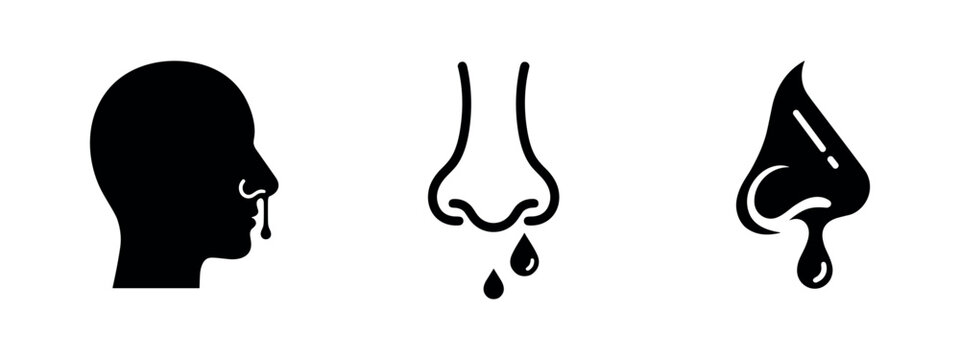Runny Nose and Cold Symptom Icons Set