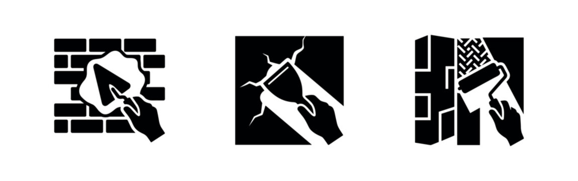 Home Repair and Wall Maintenance Icons Set