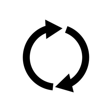 Data Sync Arrows Black and White Vector Icon