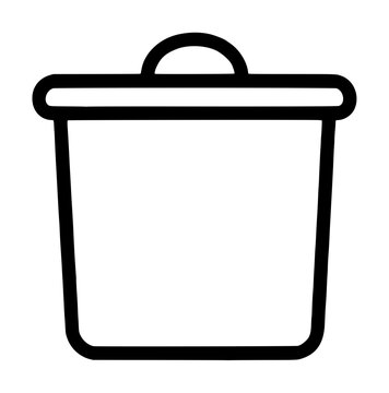 Simple hand-drawn bread bin storage container vector icon featuring rounded handle and flat lid, black outline kitchen illustration for food bakery storage organization design element