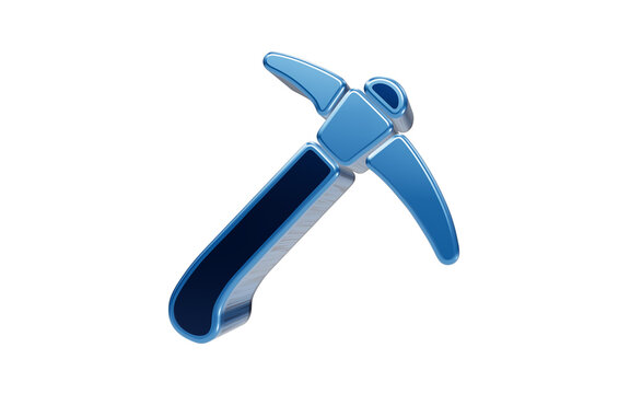 Blue Pickaxe Icon: A shiny blue pickaxe, a symbol of mining and hard work, is presented as a clean graphic icon.