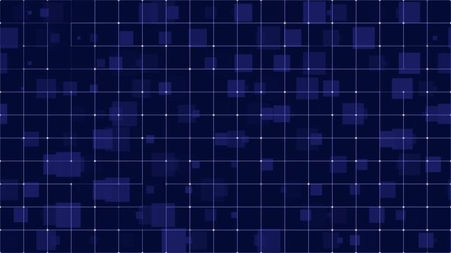 flowing blue squares with grid pattern in motion, modern technology and data projects, seamless digital background