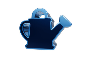 Glossy blue watering can, 3D rendering, symbolizing garden care and growth. A clean, modern icon ready for various applications. © rashedhossain