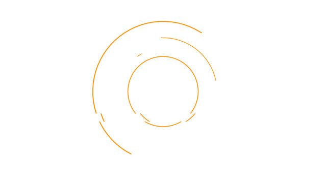 Abstract circular orange loading animation element with concentric rings for digital user interface design.