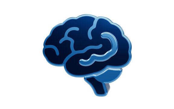 Blue Brain Illustration: A stylized, blue brain illustration representing intelligence, thought, and cognition, with intricate convolutions and a glossy finish, symbolizing complex mental processes.