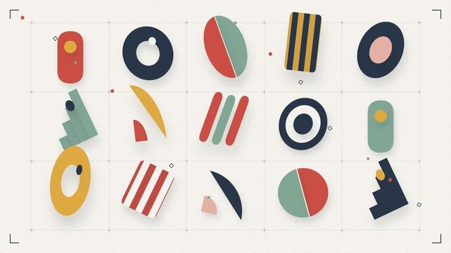 Kinetic Pastel Bauhaus Style Grid Motion Background