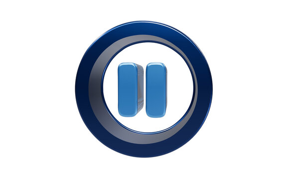 Blue Pause Icon: A clean, modern 3D rendering of a blue circular pause button, representing a temporary stop or break.