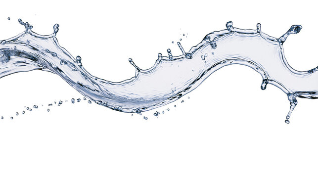 Isolated dynamic water splash wave creating intricate patterns with motion and fluid drops