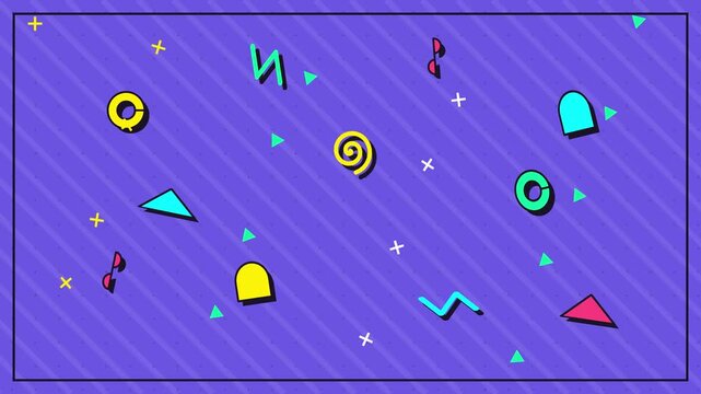Retro 90s Memphis Style Geometric Background Animation