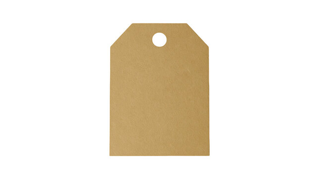 Isolated blank brown kraft paper gift tag or price label with classic shape and punched hole