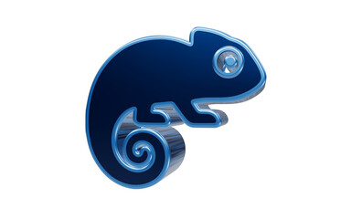 noisy effect Chameleon Icon: A sleek, blue 3D chameleon icon, representing adaptability and change. © Mdabu