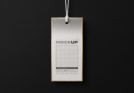 Clothing Hang Tag Golden Border Branding Mockup