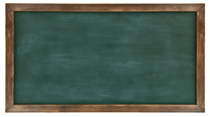 Isolated empty green blackboard with natural wood frame for school lessons or message display. © Ciara