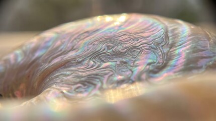Obraz premium Iridescent Macro Texture of a Natural Abalone Shell Surface with Pearlescent Luster