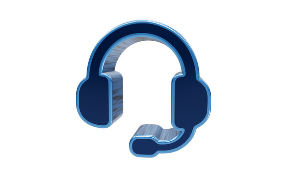 3D Headset Icon: A minimalist 3D rendering of a dark blue headset with a microphone, symbolizing communication and customer support.