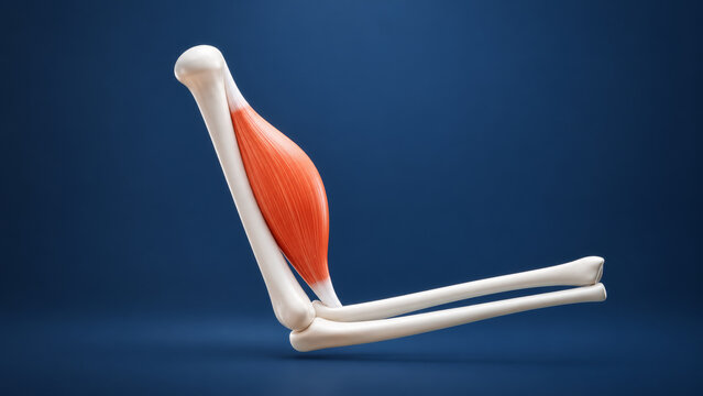 Biceps Brachii Muscle and Arm Bones Simplified 3D Anatomy