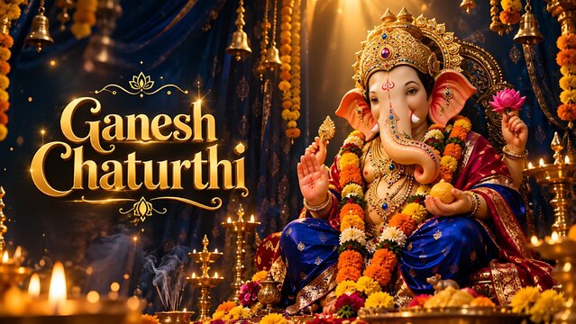 Ganesh Ganpati Bappa Traditional Indian Editorial Illustration &ndash; Ganesh Chaturthi, Vinayak Chaturthi, Ganesh Jayanti, Vinayak Jayanti, Sankashti Chaturthi, Angarki Sankashti and Anant Chaturdashi