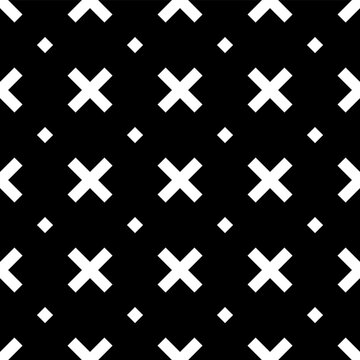 Seamless pattern with geometric motifs in black and white