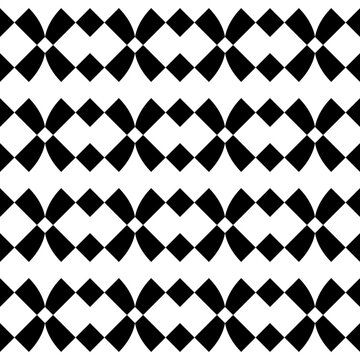 Seamless pattern with geometric motifs in black and white