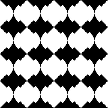 Seamless pattern with geometric motifs in black and white