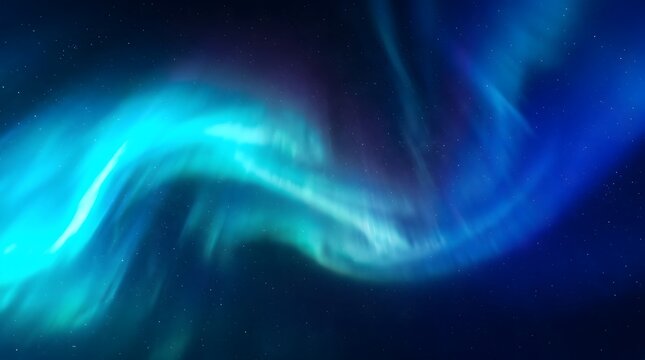 Glowing aurora borealis light streaks across dark starry sky create mystical night space atmosphere perfect for celestial themed nature travel visuals.