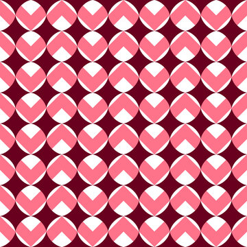 Seamless pattern with geometric motifs in three colors, pink tones