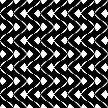 Seamless pattern with geometric motifs in black and white