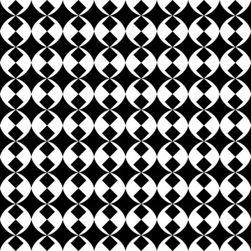 Seamless pattern with geometric motifs in black and white